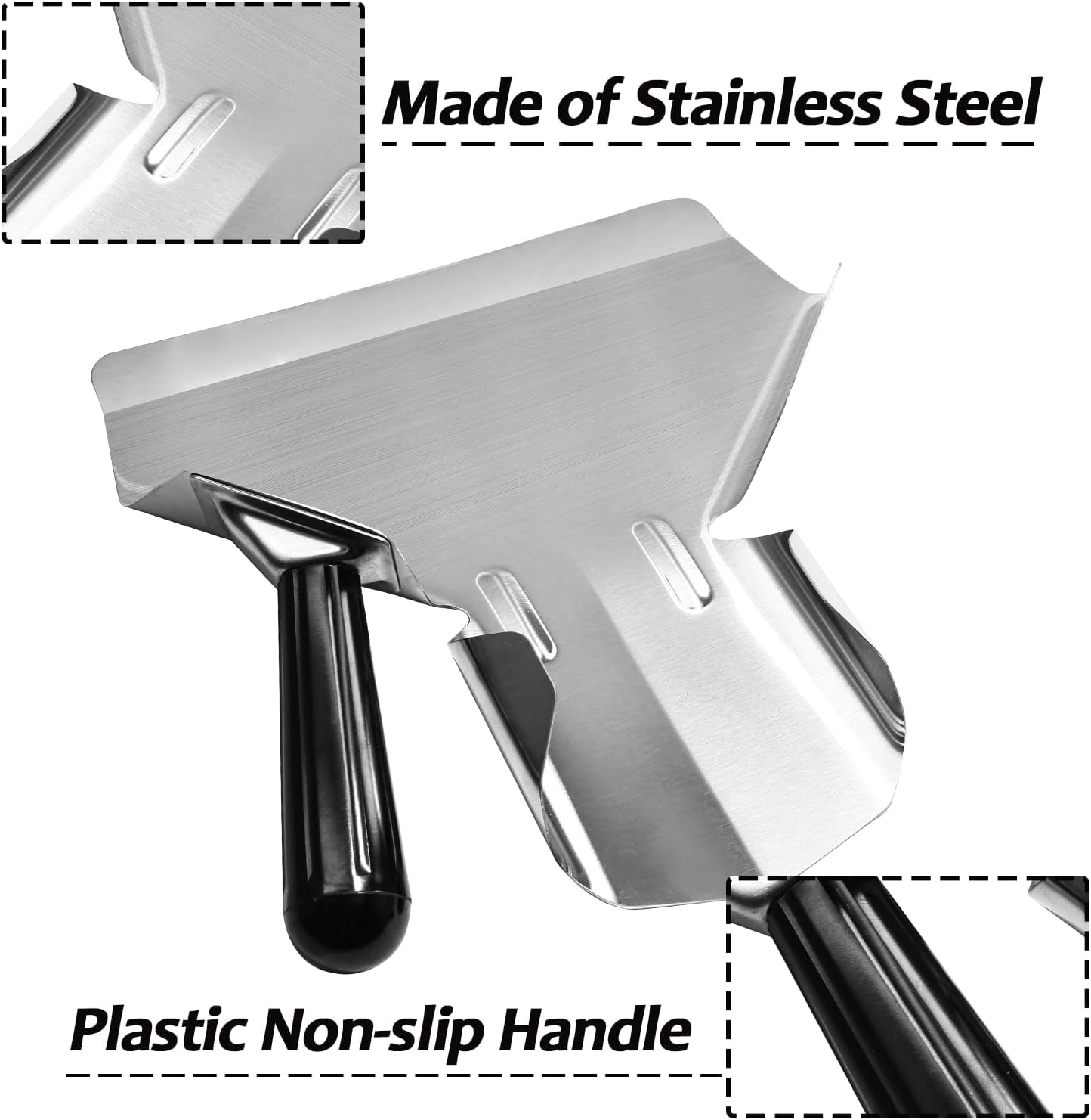 2 Pcs Stainless Steel French Fry Popcorn Scoop, Quick Fill Tool for Food Bags & Boxes, Multipurpose Utility Scooper for Bagger French Fries, Snacks, Desserts, Ice, Dry Goods