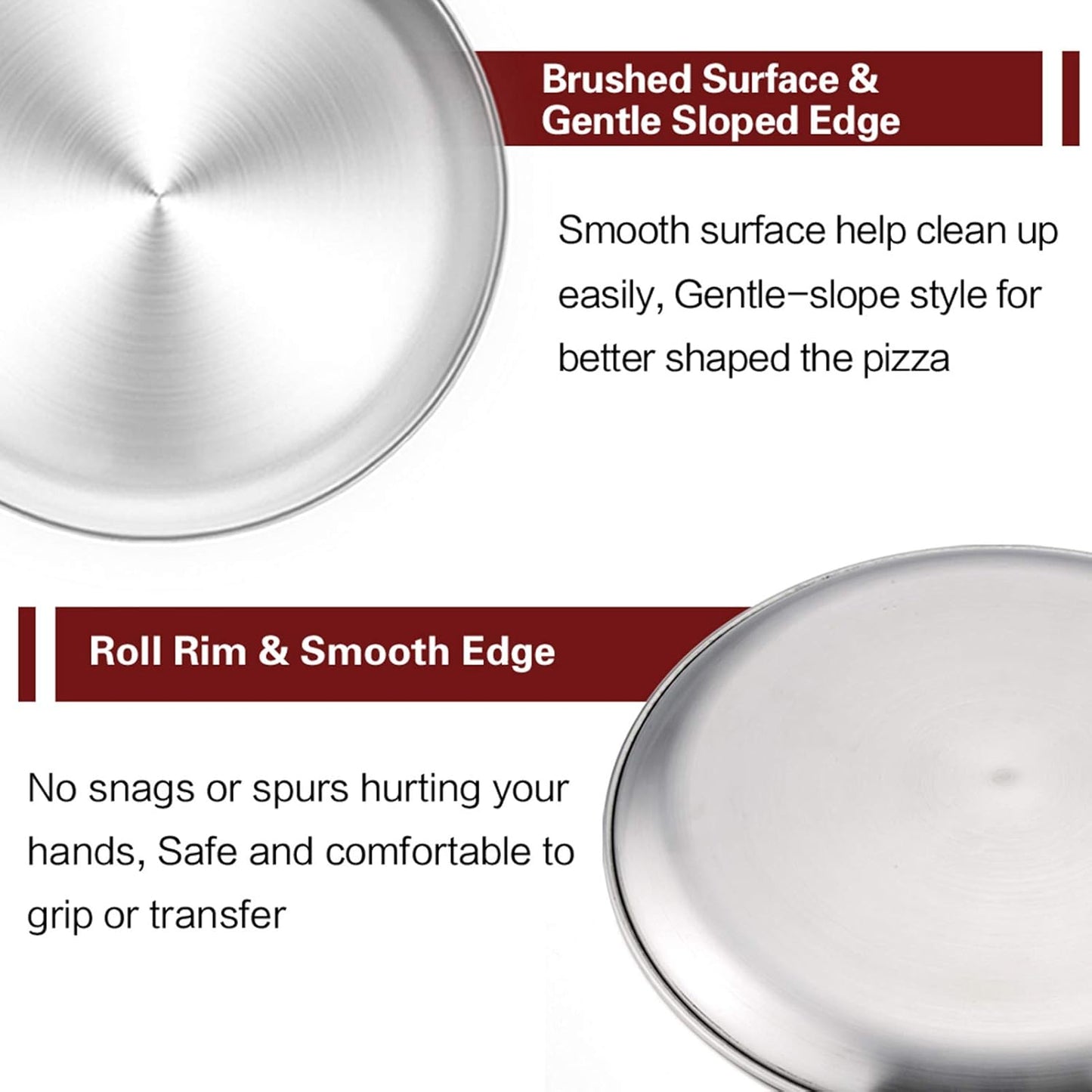 TeamFar Pizza Pan, 12 inch Pizza Pan Set Round Pizza Oven Baking Pans Tray Stainless Steel for Home Restaurant Party, Healthy & Heavy Duty, Dishwasher Safe & Easy Clean - Set of 4