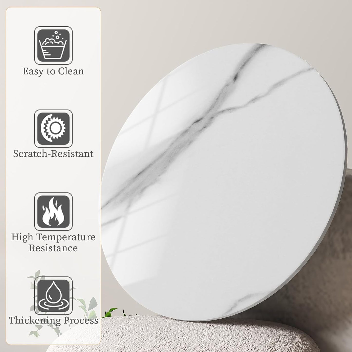 19.69" Lazy Susan for Table Top Sintered Stone Rotating Serving Tray for Dining Table, Kitchen Lazy Susan Organizer Spinning Rotating Food Server Party Centerpieces