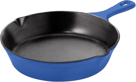 Utopia Kitchen Skillet 6.5 Inch, Cast Iron Chefs Pan, Pre Seasoned Skillet, Safe Grill Cookware for Indoor & Outdoor Use, Blue