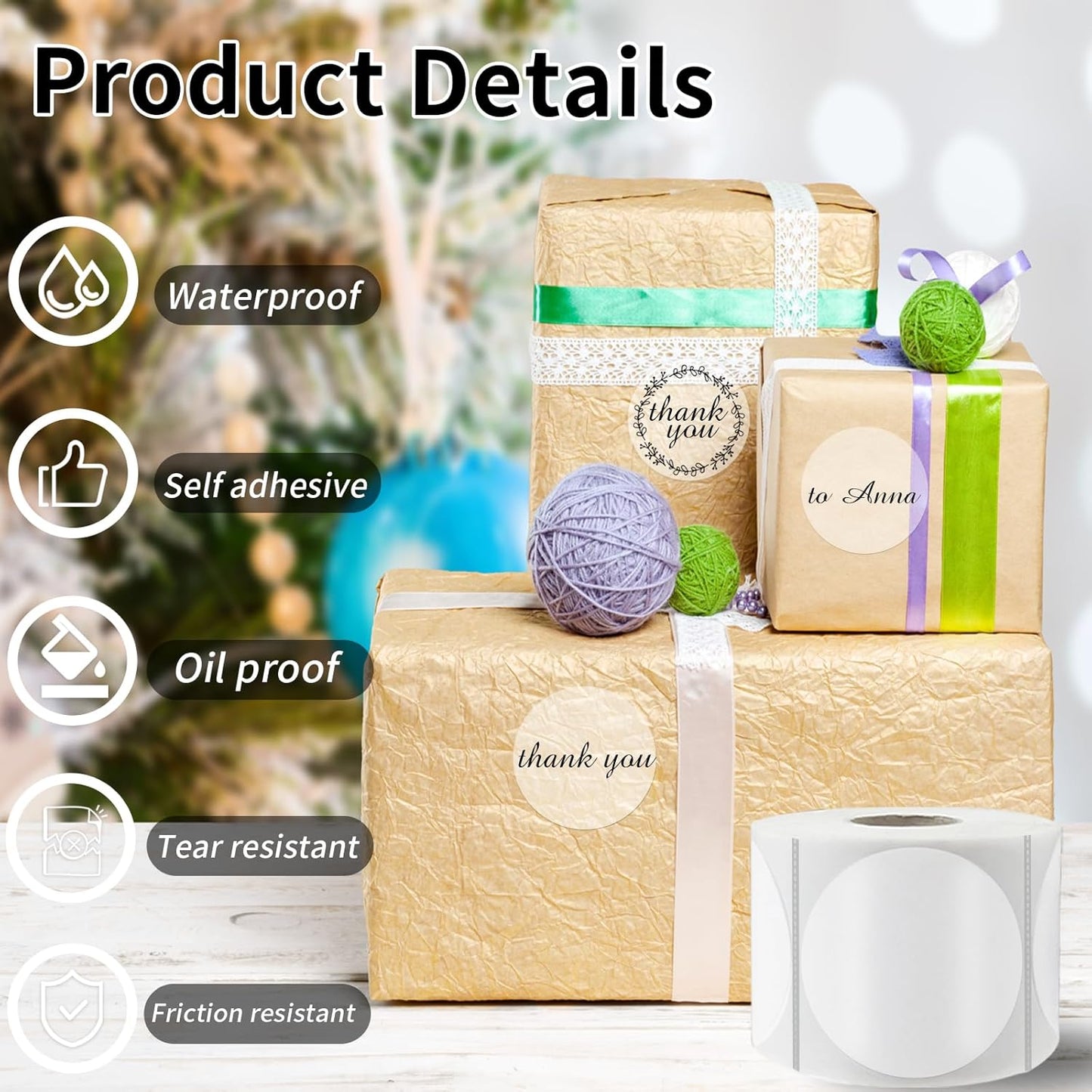 Thermal Labels,2 Inch Transparent Color Round Thermal Printer Stickers,Self-Adhesive Round Direct Thermal Labels,Thermal Stickers for DIY Logo Design,Name Tag (300/Roll