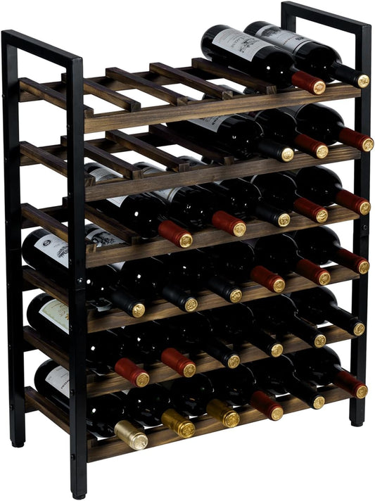 MyGift Wine Rack Freestanding Floor Stand, 9 Tier Wine Bottle Shelf - Holds up to 54 Bottles (Solid Wood)