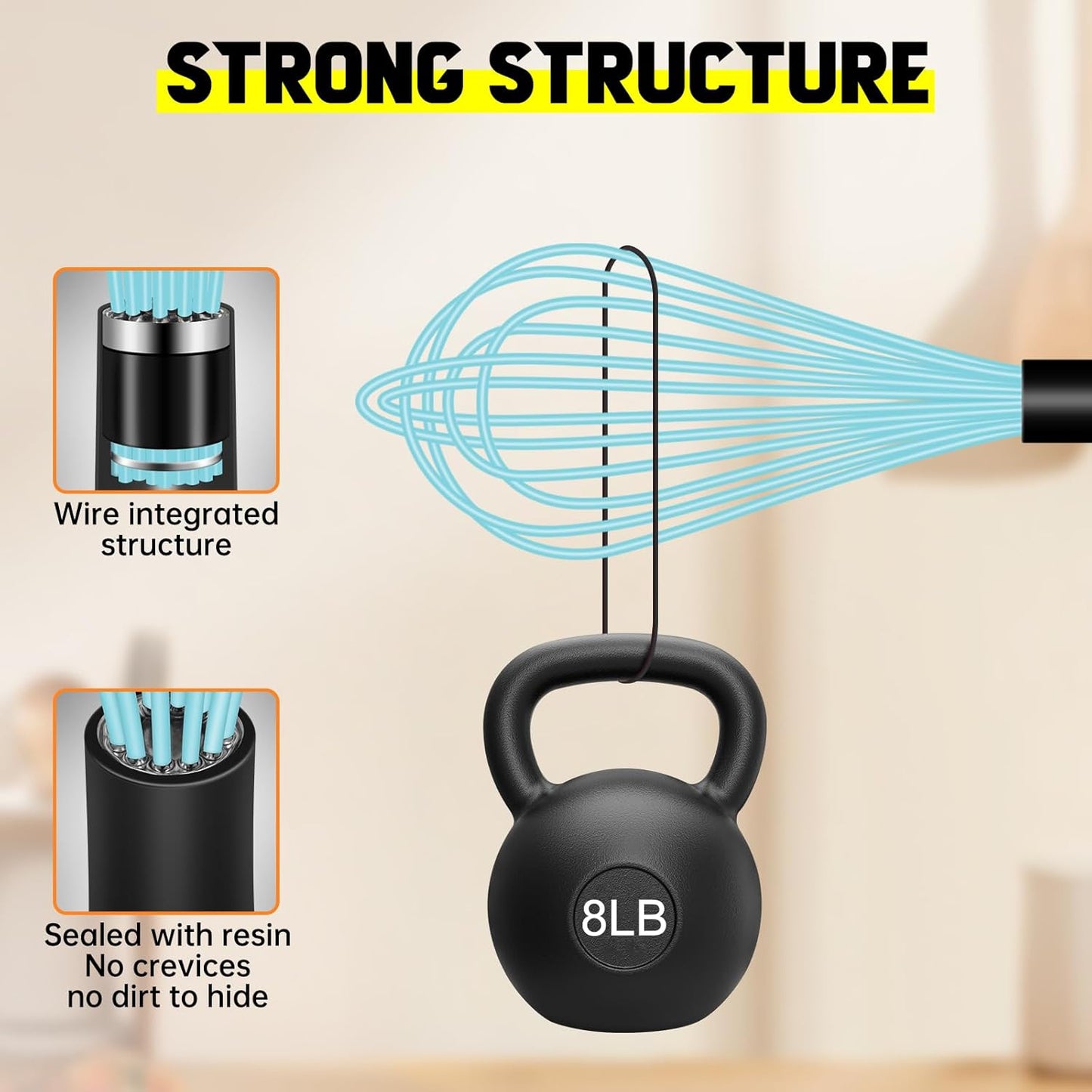 HOTEC 4 Pieces Silicone Whisks Set, Wire Balloon Whisks Egg Beater, Non-slip Handle Whisk for Non-stick Cookware Perfect for Cooking, Stirring, Beating and Blending (Blue)