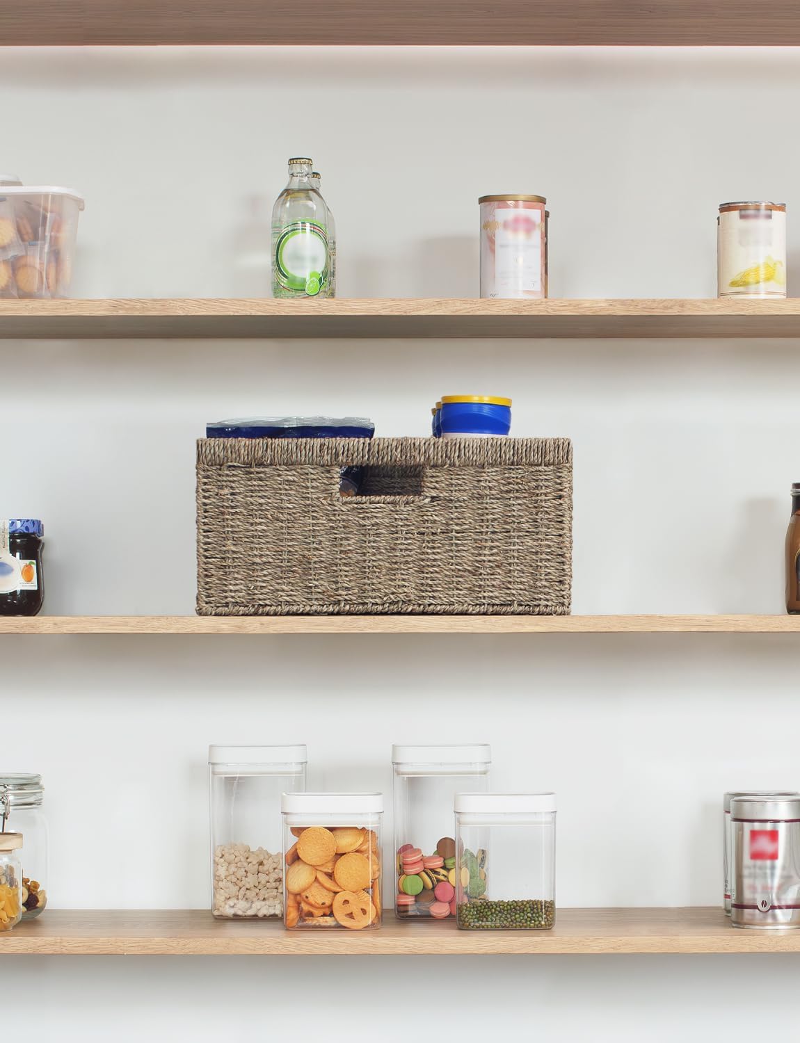 StorageWorks Extra Large Wicker Baskets for Organizing, Seagrass Storage Basket with Built-in Handles, 1 Pack