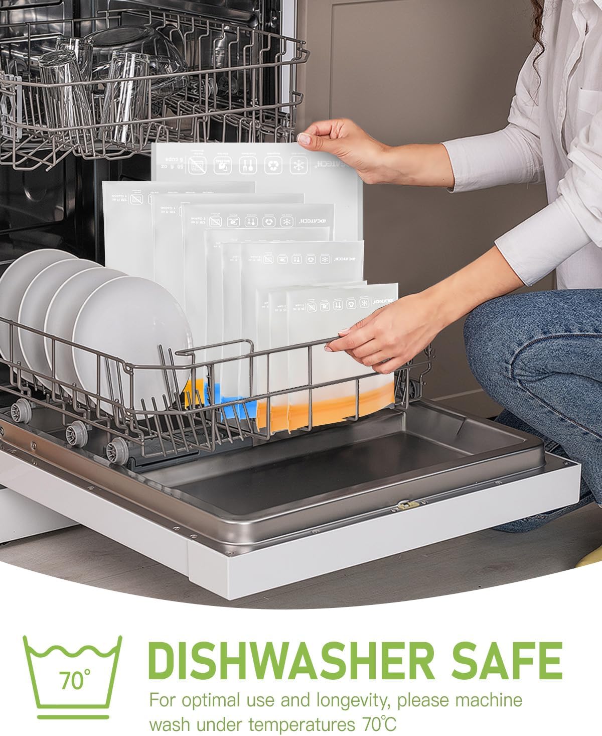 IDEATECH Sandwich Food Storage Bags, BPA Free PEVA Reusable Gallon Freezer Bags, Reusable Sandwich Bag, Healthy Food Containers for Lunch, Travel (Grey, 12Pack-7Gallon+5Quart)