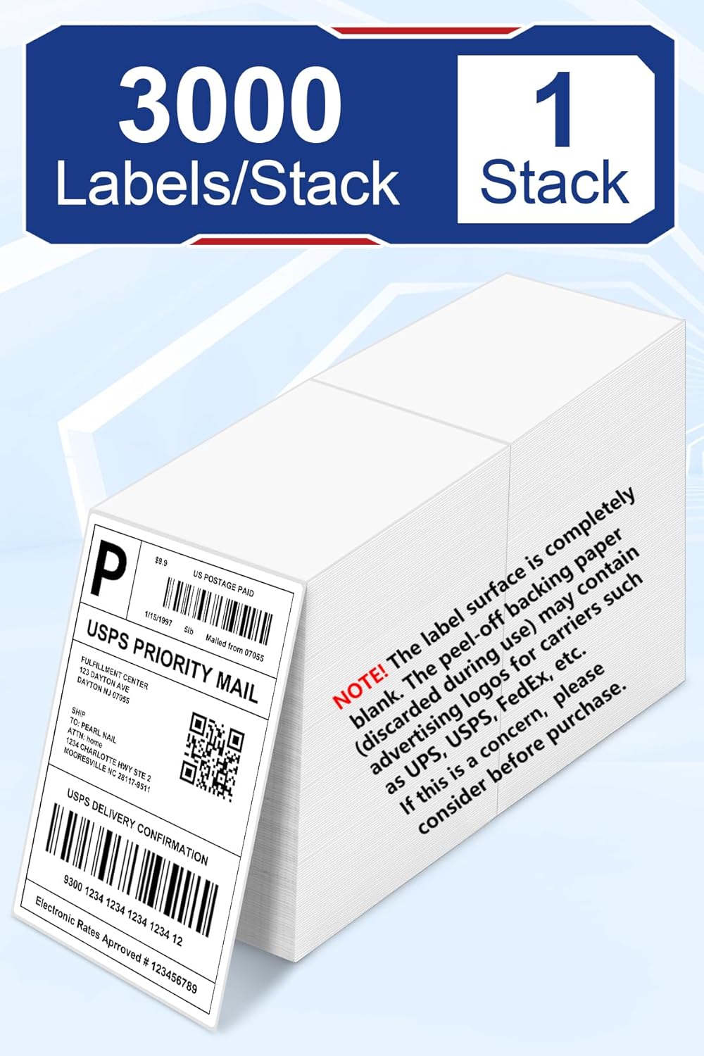 4x6 Direct Thermal Labels | 3000/Stack, BPA-Free & Waterproof | Compatible with Thermal Printers