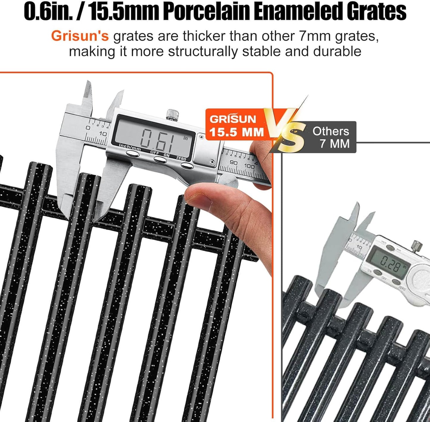 7525 Grill Grates for Weber Spirit 300 Series, E310, E320 Gas Gill with Front Control Panel, Spirit 700, 17 1/4" Cooking Grates for Genesis Silver B/C, Genesis Gold B/C, Porcelain Enameled, 2 Pack