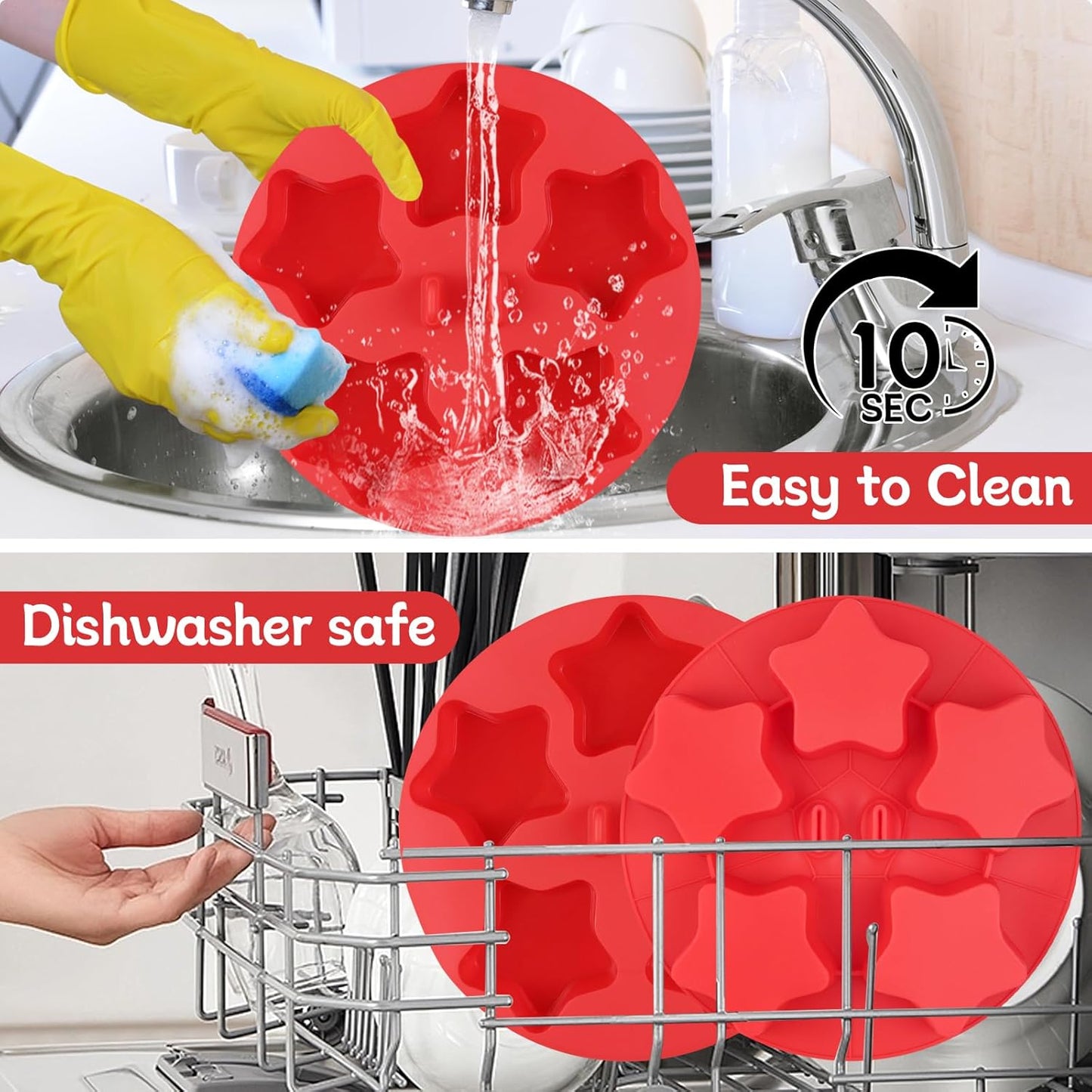 2Pcs Silicone Air Fryer Muffin Pan for Baking with Star Shape, 5 Cups Silicone Cupcake Pans Non Stick Egg Bites Mold, Muffin Tins for Oven Instant Pot Toaster Dishwasher