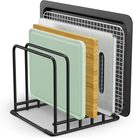 5-Tier Dish Rack & Cutting Board Organizer – 5-Tier Metal Rack for Cutting Boards, Bakeware, Trays – Space-Saving Kitchen Storage, Rust-Resistant Dish Organizer for Cabinets, Countertops & Pantry