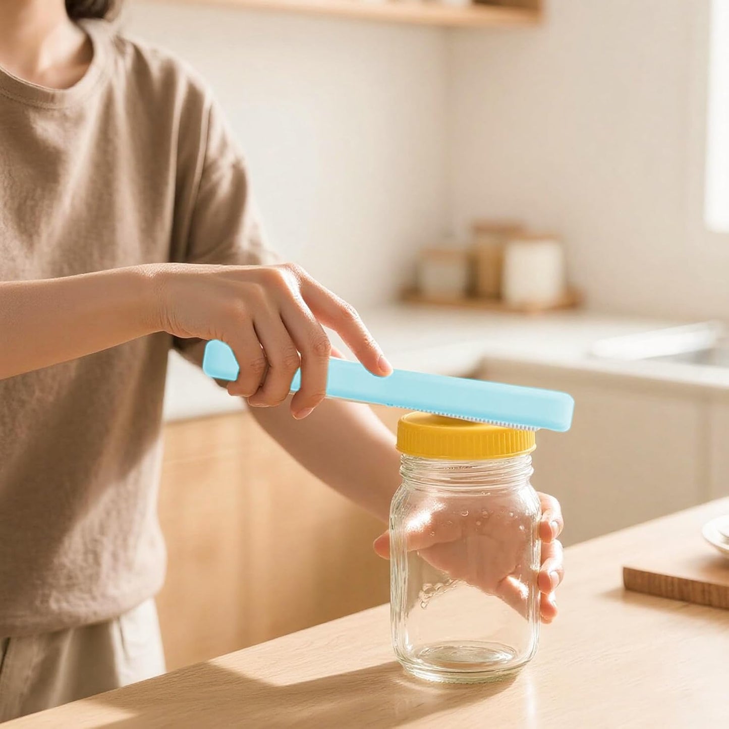 Li & Zhao Jar Opener Gripper for Weak Hands - Jar Lid Opener Grip Jar Opener Beer Bottle Opener Swing Away Can Opener Easy Twist Off Lid for Seniors with Arthritis Kitchen Gadgets(Blue)