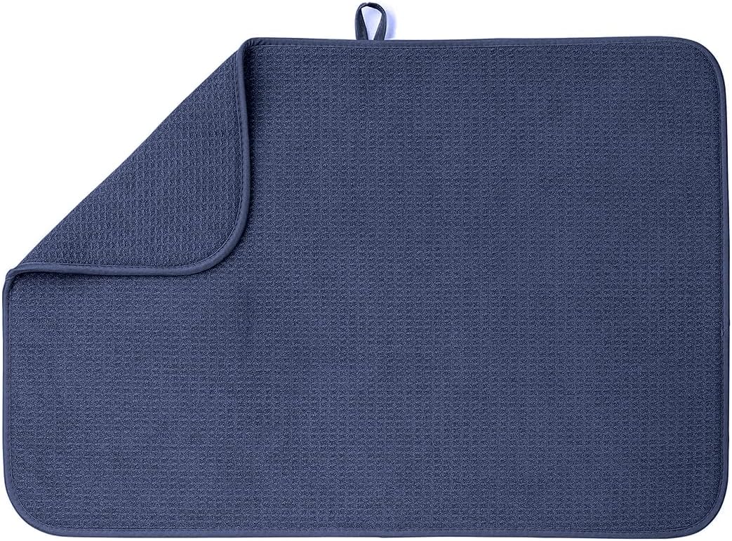 Bellemain XXL Dish Mat Microfiber Dish Drying Mat, Super absorbent (Navy, 17" x 24")