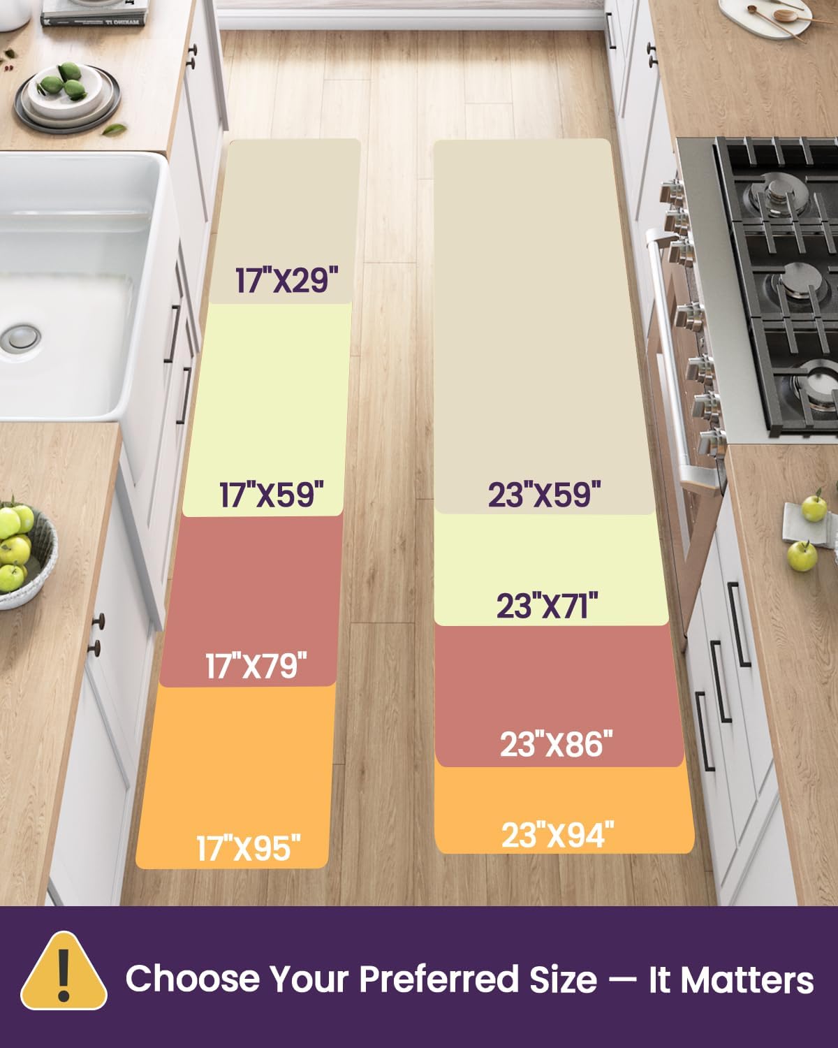 DEXI Kitchen Floor Mats Cushioned Anti Fatigue, 23x86, Large Long Standing Runner Rug Waterproof, Comfort Memory Foam Padded for Front Sink Laundry, Beige