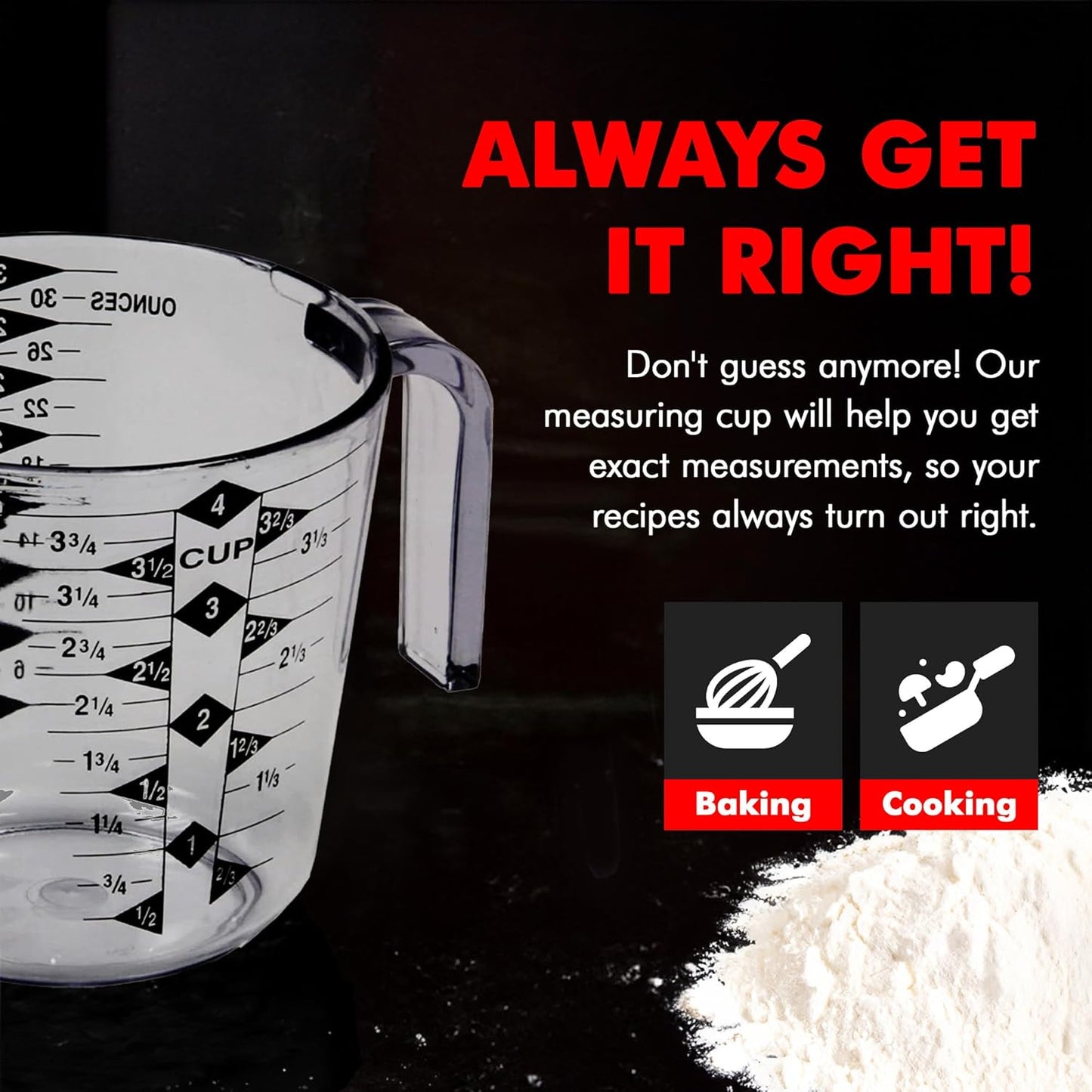 Chef Craft Select Plastic Measuring Cup, 4 Cup, Clear