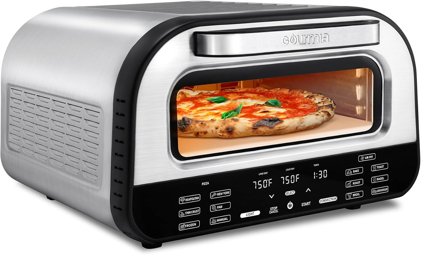 Gourmia Indoor Pizza Oven Air Fryer Toaster – 1800W Countertop Multi-Cooker with Pizza Stone, Digital Controls & 6 Presets – Bake, Toast, Broil, Dehydrate & More