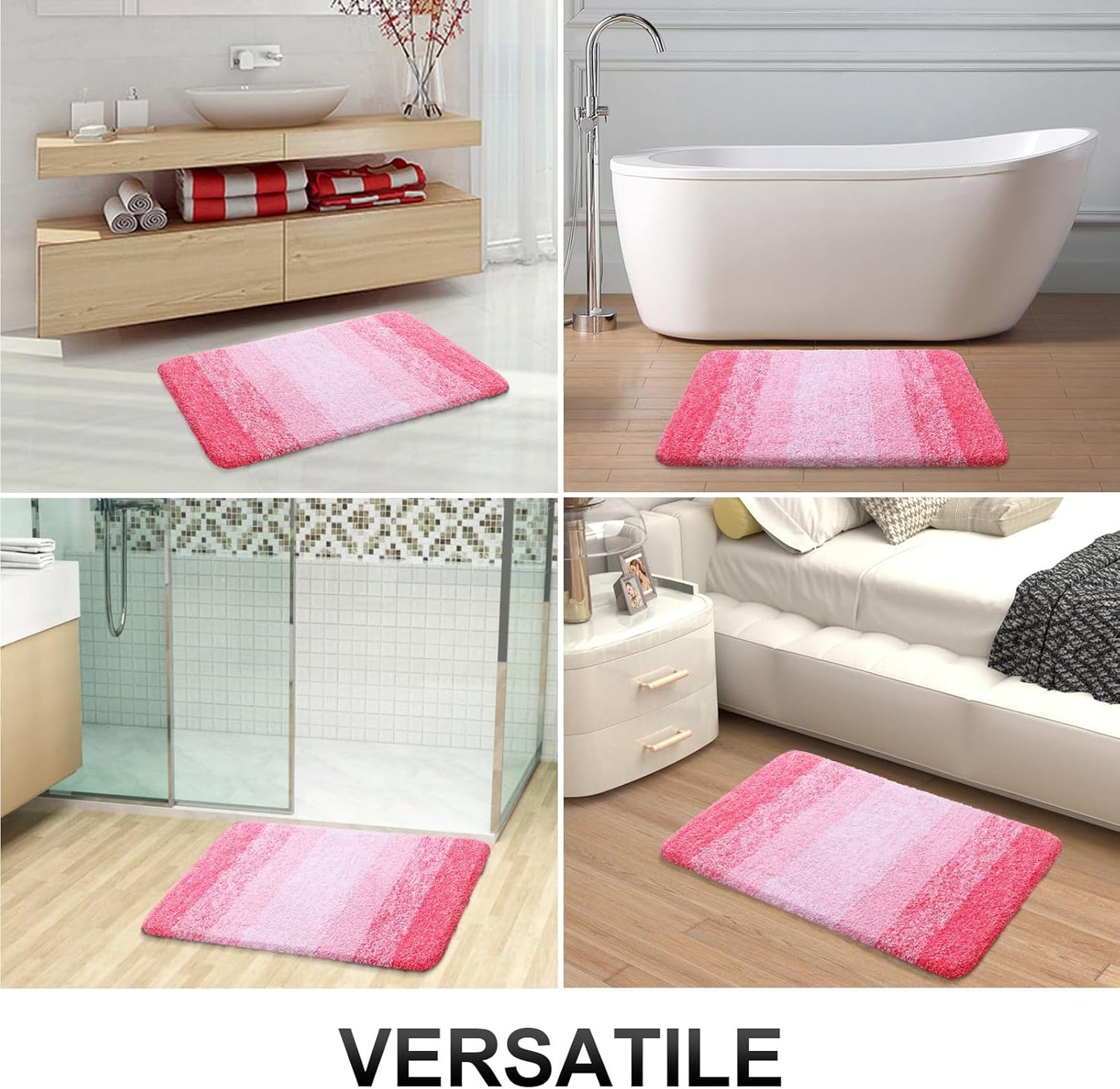 OLANLY Bathroom Runner Rugs 44x24, Extra Soft Absorbent Microfiber Bath Rugs, Rubber Backing, Quick Dry, Machine Washable Bath Mats for Bathroom Floor, Tub and Shower, Home Decor Accessories, Pink
