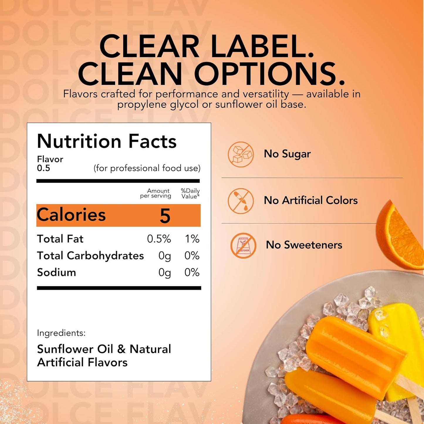 Dolce Flav Orange Creamsicle Extract - 8 Ounce Oil-Soluble Multipurpose Flavoring Ideal for Candy Making, Baking, Lip Balm, and Ice Cream - Perfect Kitchen Gift for Holidays