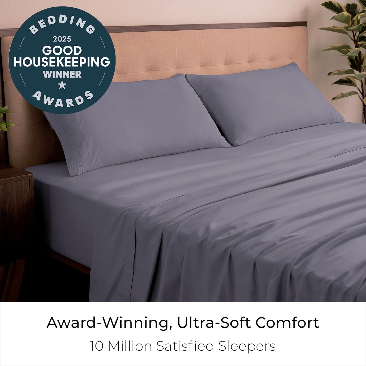 Mellanni King Sheets Set - 4 PC Iconic Collection Bedding - Hotel Luxury, Extra Soft, Cooling Bed Sheets - Wrinkle, Fade, Stain Resistant (King, Hazy Lilac)