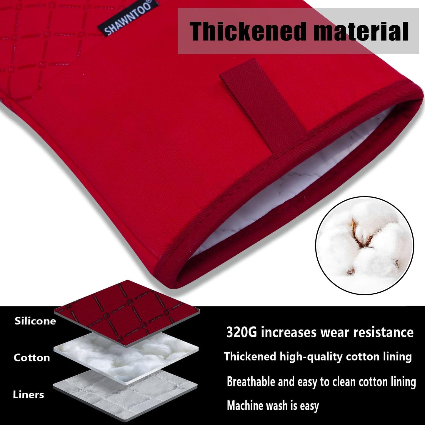 Oven Mitts and Pot Holders Sets 6pcs, Kitchen Oven Glove,High Heat Resistant 550 Degree Extra Long Oven Mitts and Potholders with Non-Slip Silicone Surface for Home Essentials (Grey) (Passion Red)