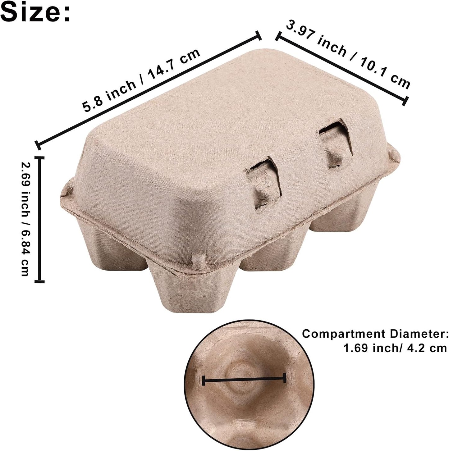 Half Dozen Vintage Egg Cartons 25 Pack, Blank Natural Pulp 6 Count Carton for Chicken Eggs Reusable, Storage Tray Strong for Holds Up to Six 6 Egg Cardboard Paper Holder Container for Refrigerator