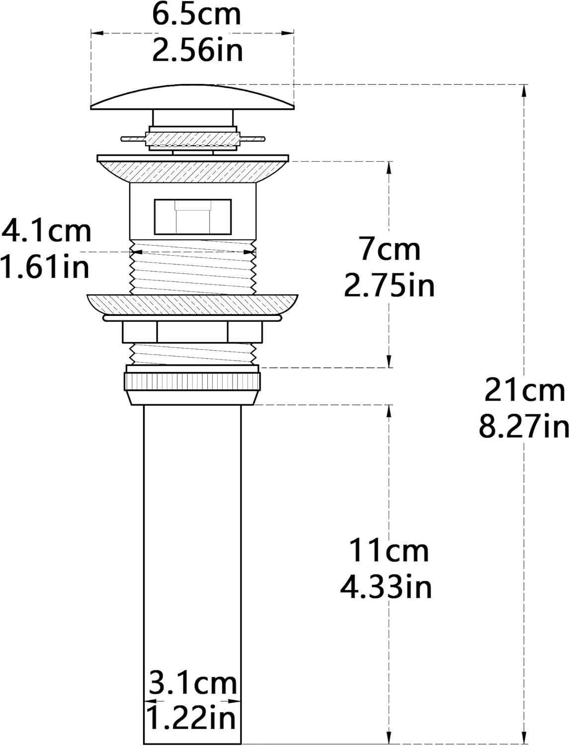 Bathroom Faucet Vessel Vanity Sink Large Pop Up Drain Stopper with Overflow, Antique Brass Sink Drainer