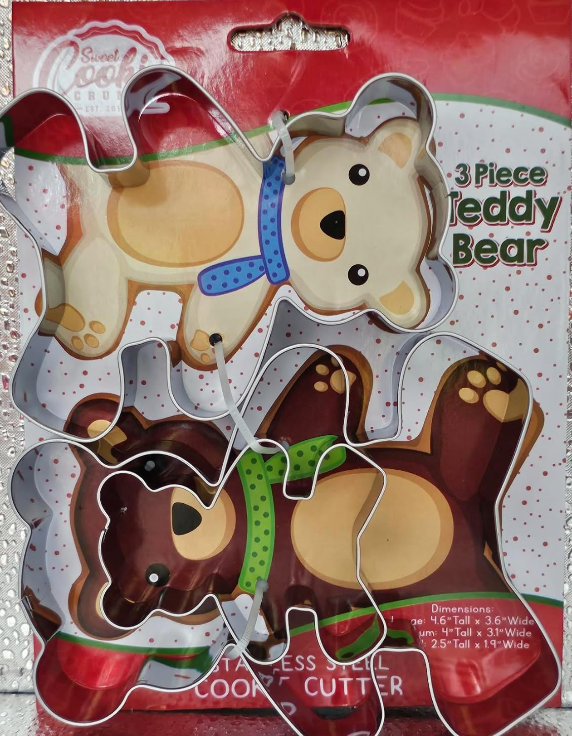 Teddy Bear Cookie Cutter Set – Sharp & Stainless Steel Cooking Utensils – A Fun Fit for Sandwiches, Pancakes & Fruits – Dishwasher-Safe 3-Piece Bakery Supplies by Sweet Cookie Crumbs (Large Sizes)