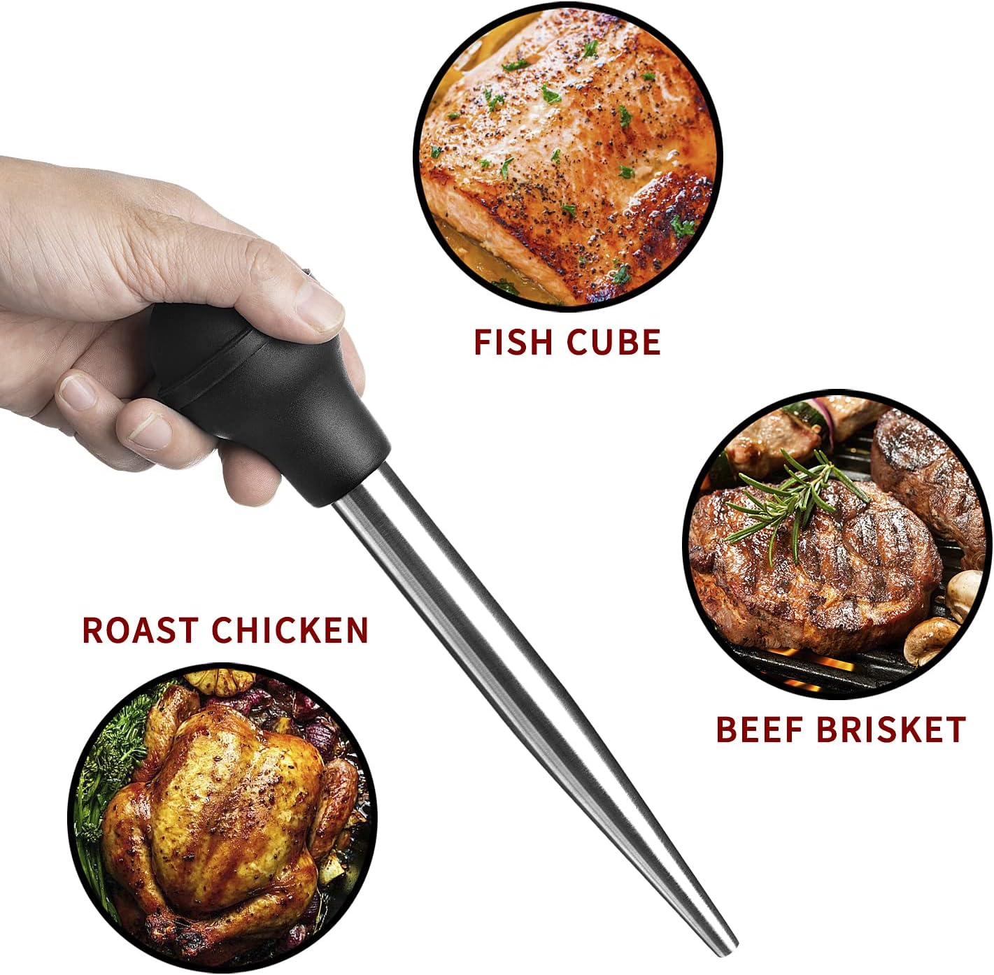 JY COOKMENT Stainless Steel Turkey Baster Baster Syringe for Cooking Meat Injector Set with 2 Marinade Needles 1 Cleaning Brush for Home Baking Kitchen Tool