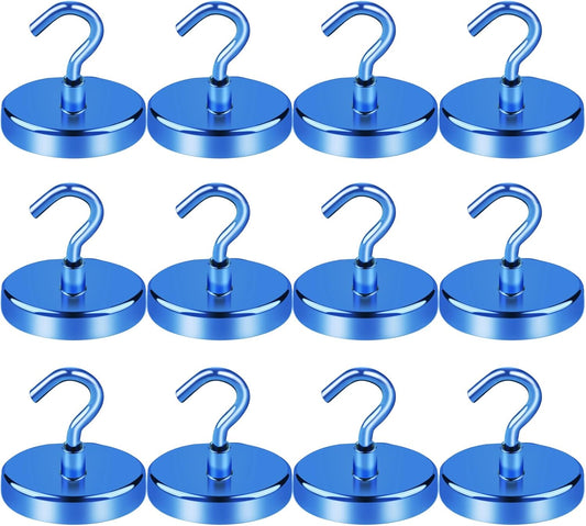LOVIMAG Cruise Ship Essentials - 150Lbs Heavy Duty Magnetic Hooks, Blue, 12 Pack