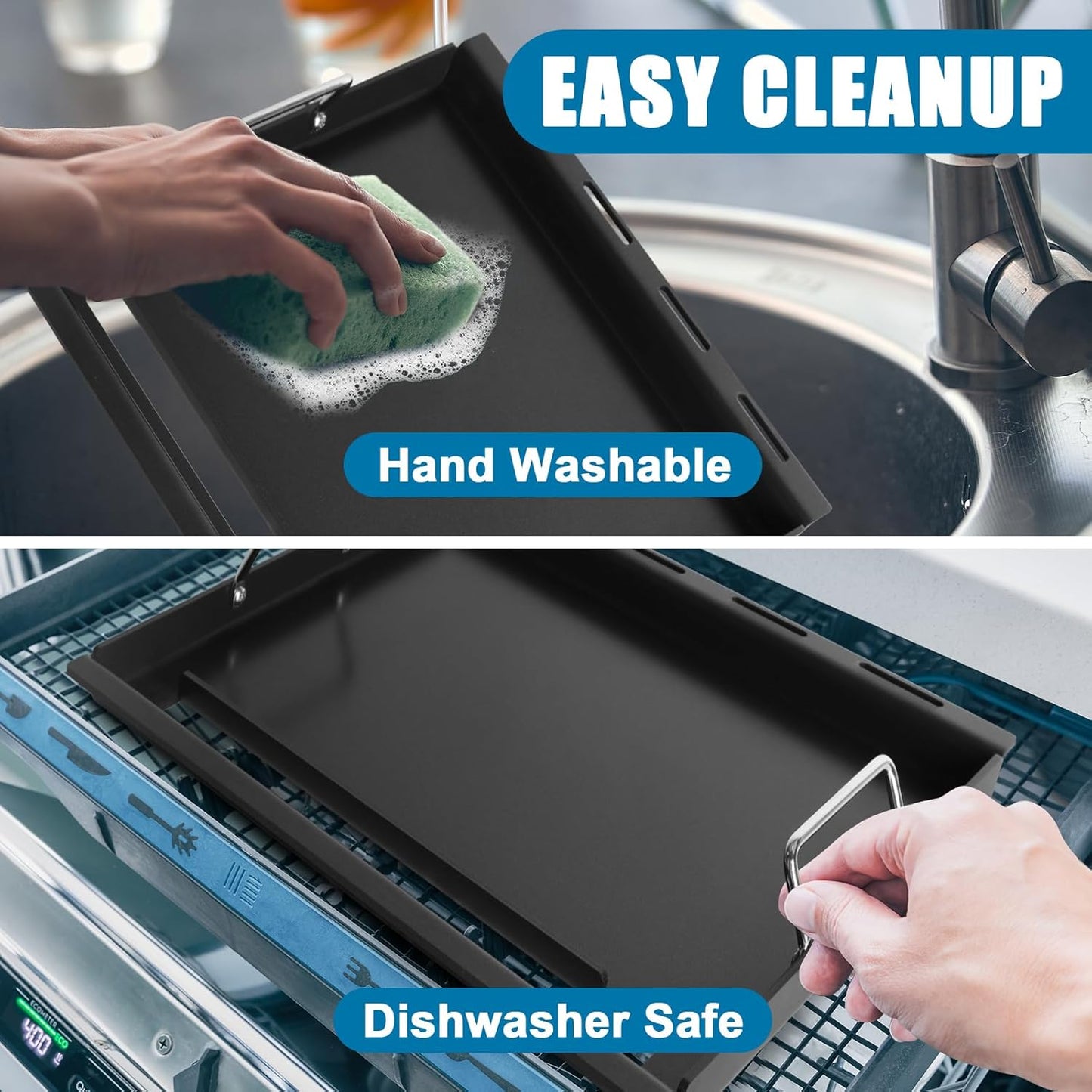 Full-Size Griddle Inserts for Weber Spirit 200 Spirit II 200 Series Grills Nonstick Flat Top Griddle with Handles for Weber Spirit E-210 E-220 S-210 S-220 GS4 Spirit II E-210 S-210 E-220 S-220 Series