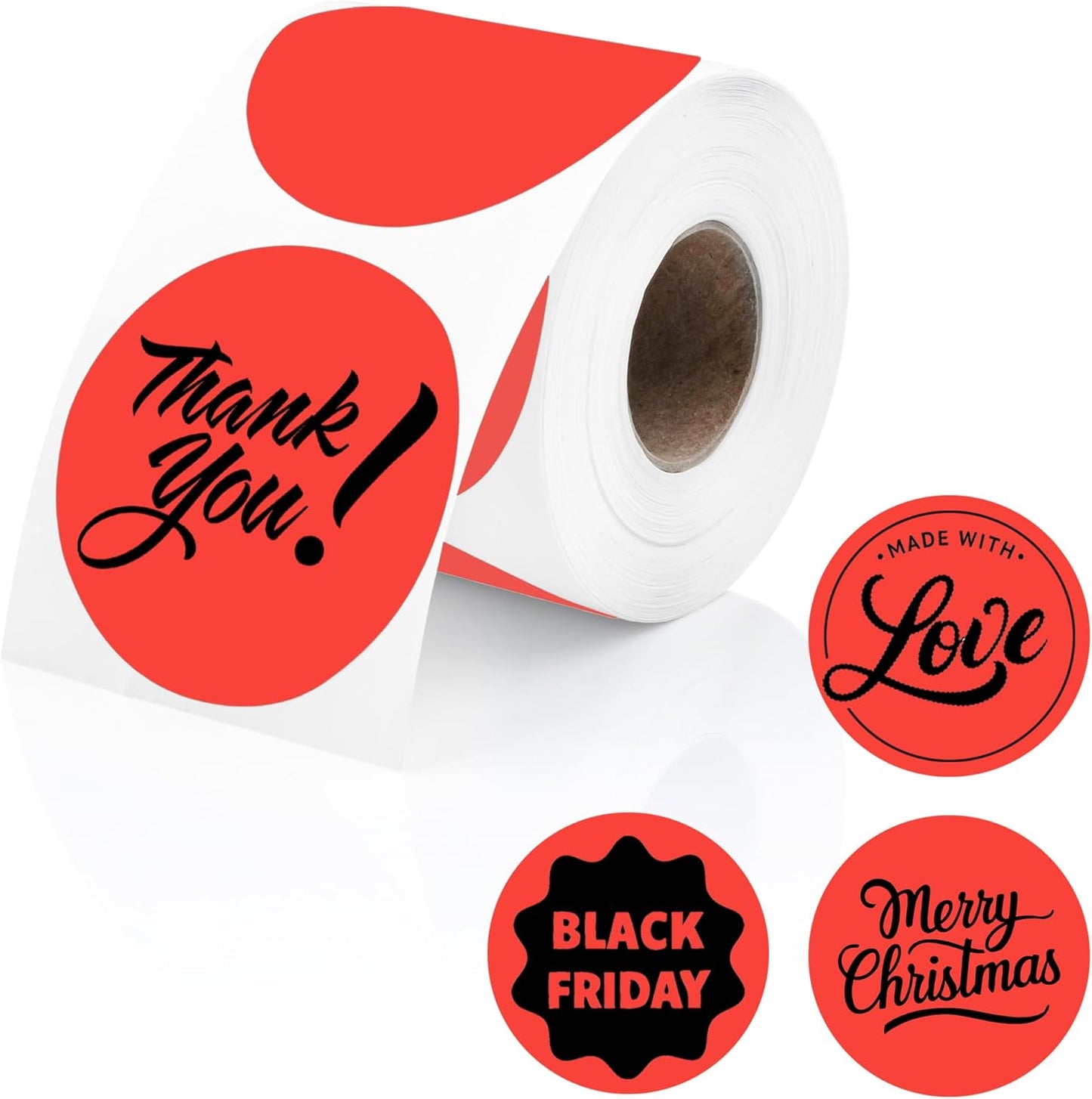 Perco Red 2-Inch Perforated Circle Dot Thermal Sticker Labels — 300 Stickers/Roll, Direct Thermal Printer Compatible—with Permanent Adhesive for Organizing, Color Coding, Bin Labeling—Made in USA