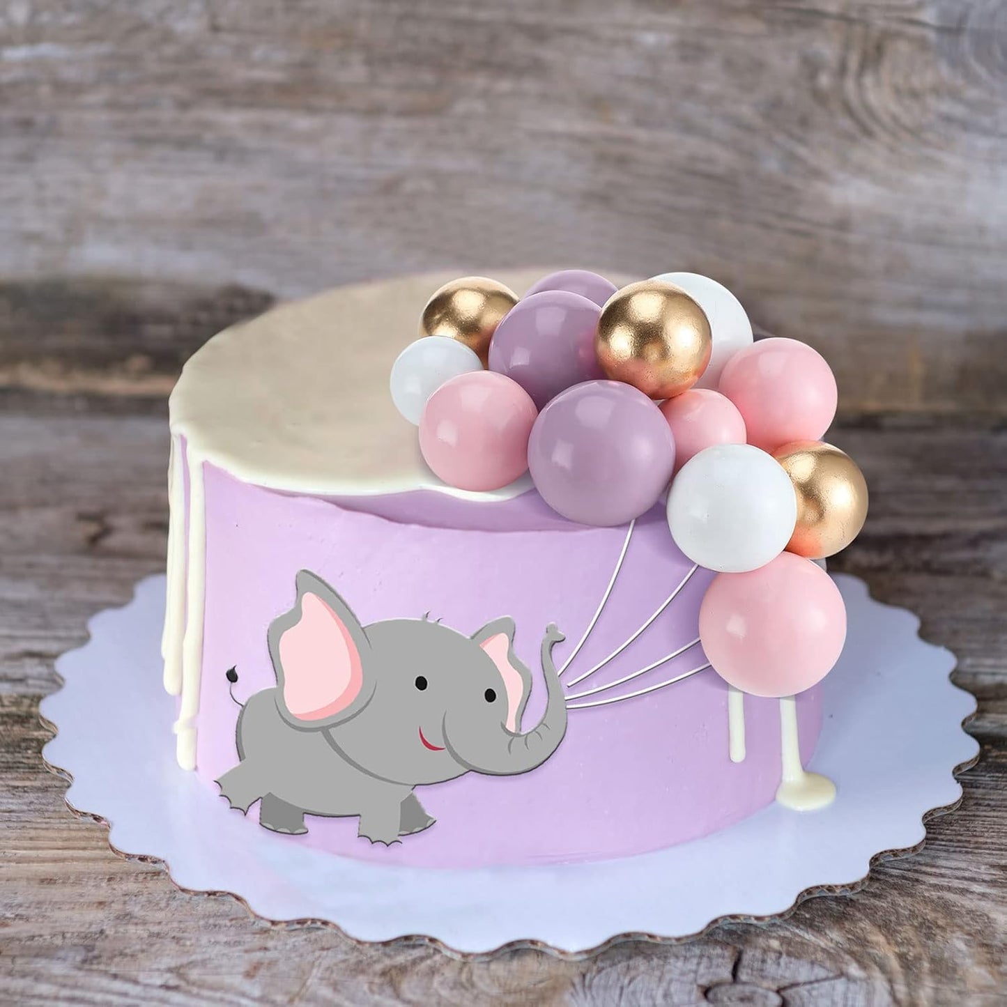 108 Pcs Balls Cake Topper DIY Cupcake Insert Foam Balloons for Cake Baking Wedding Anniversary Birthday Decoration(Pink, Purple, White, Gold,Multi Sizes)