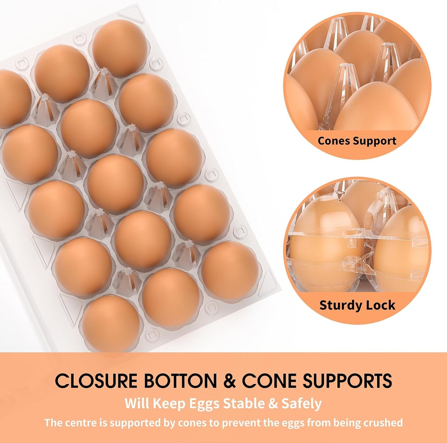 100 Pack Egg Cartons Cheap Bulk 12 Count Clear Plastic Egg Containers for Chicken Eggs, Reusable Egg Holder for Home Ranch Farm Commercial Market Display, Plastic Egg Packaging for Craft Projects
