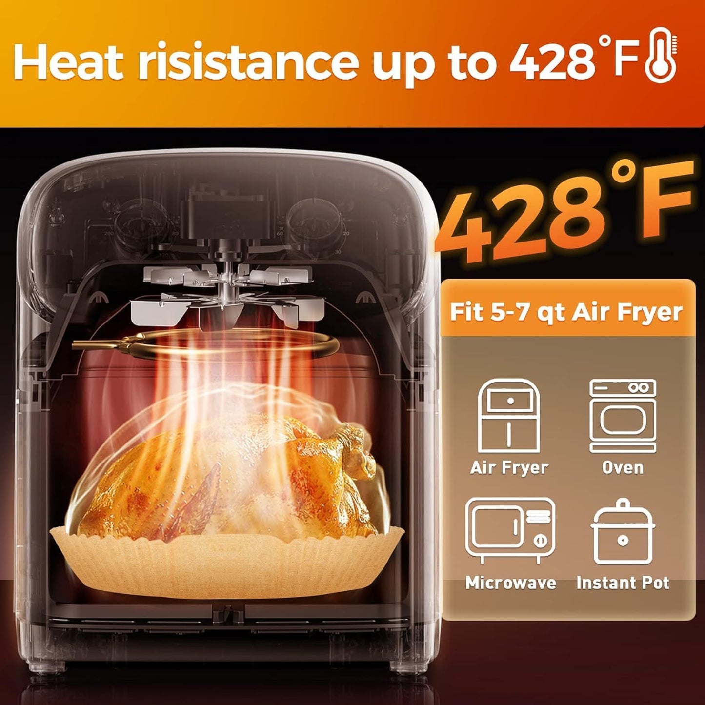 Air Fryer Paper Liners Disposable: 100PCS 6.5IN Square Non-Stick Air Fryer Parchment Paper, Food Grade Baking Sheets for Baking Roasting Microwave