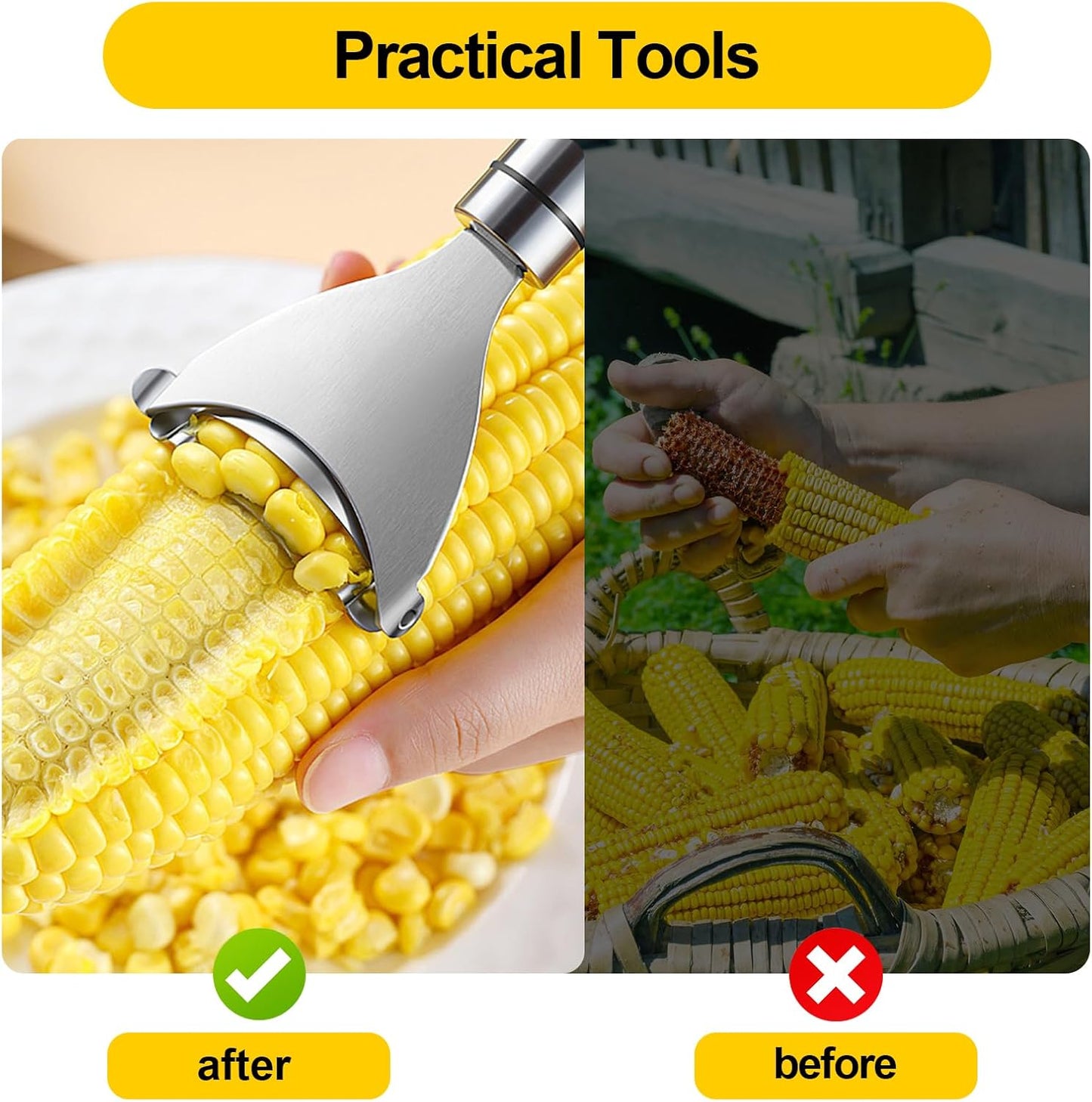 2 Pcs Corn Peeler, Corn Stripper Corn Cob Stripper Tool,Corn Stripper for Corn on the Cob Remover Tool，Corn Thresher with Ergonomic Handle，Kitchen Gadget