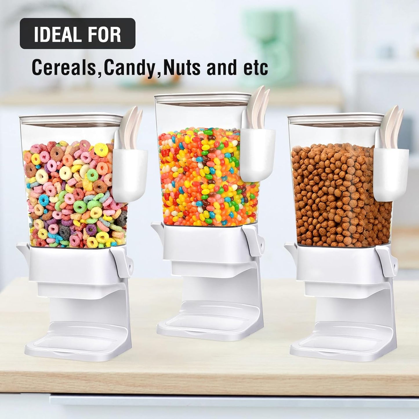 Cereal Dispenser Countertop with 2 Pack Bowls and Spoons 5.5 Qt Large Cereal Storage Container Holder for Pantry Dry Food Nut Dispenser Snack Candy Organizer Kitchen Organization for Oatmeal Granola