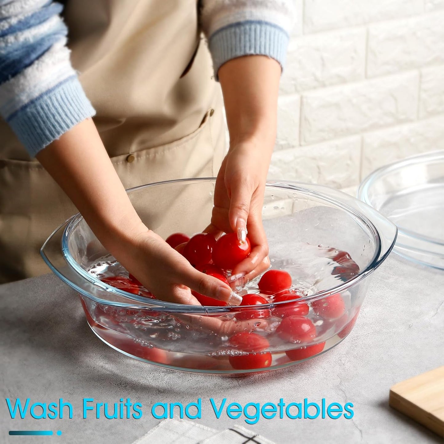 NUTRIUPS 4QT Round Glass Casserole Dish with Lid 11inch Large Glass Microwave Bowls with Lid