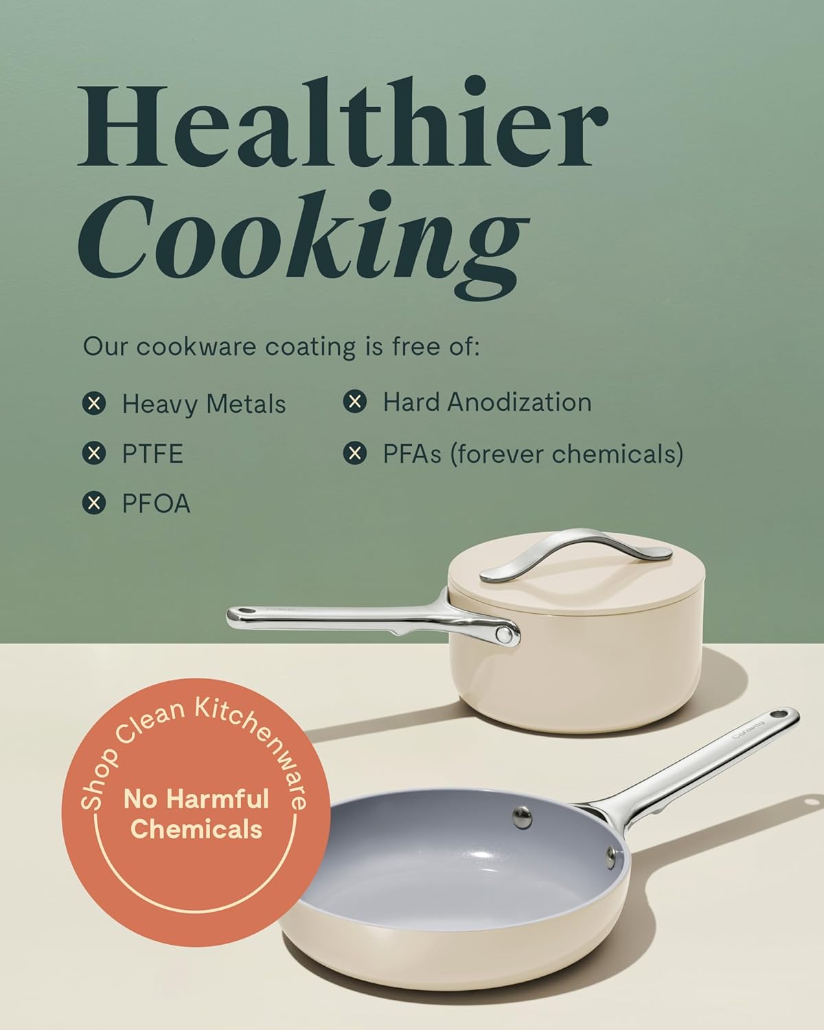 Caraway Mini Cookware Set - Non-Stick Ceramic Fry Pan (1.05 qt, 8") & Sauce Pan (1.75 qt) - Non Toxic, PTFE & PFOA Free - Oven Safe & Stovetop Agnostic (Gas, Electric & Induction) - Perracotta