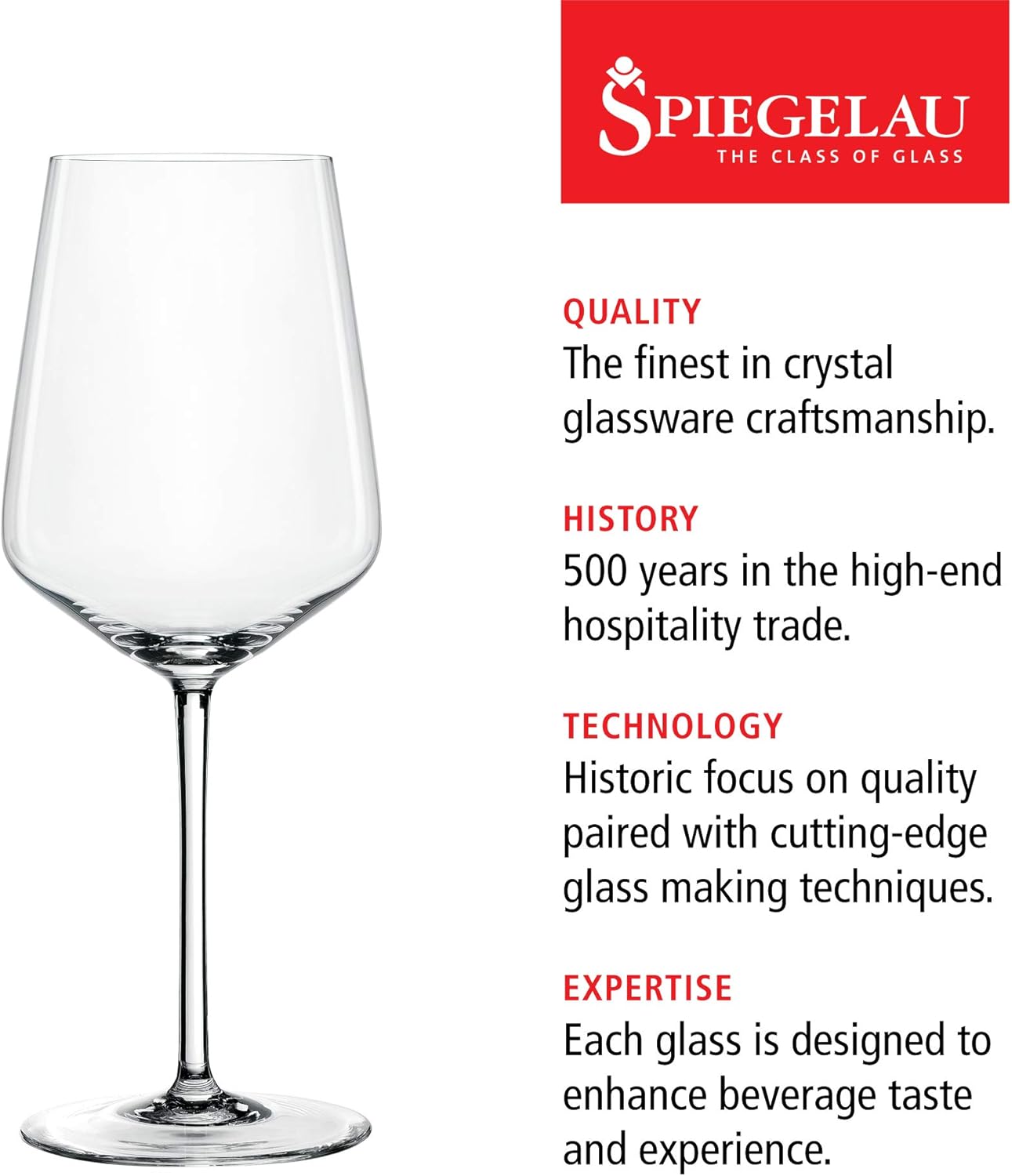 Spiegelau Style White Wine Glasses Set of 4 - European-Made Crystal, Classic Stemmed, Dishwasher Safe, Professional Quality White Wine Glass Gift Set - 15.5 oz