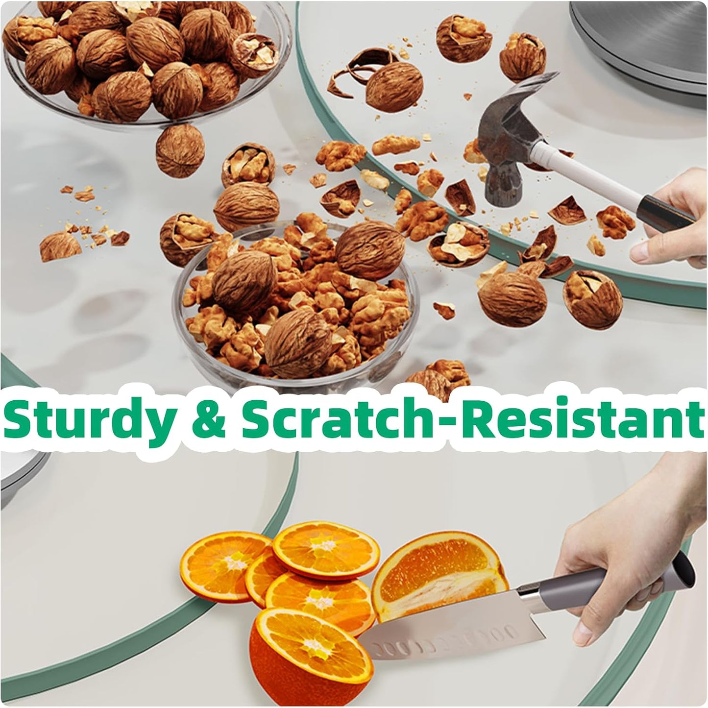 18.9 inch Glass Turntable Dining Table Large Lazy Susan Round Serving Plate Tabletop Rotating Tray with Swivel Assist System Silent & Smooth Spin (48cm / 18.9in)