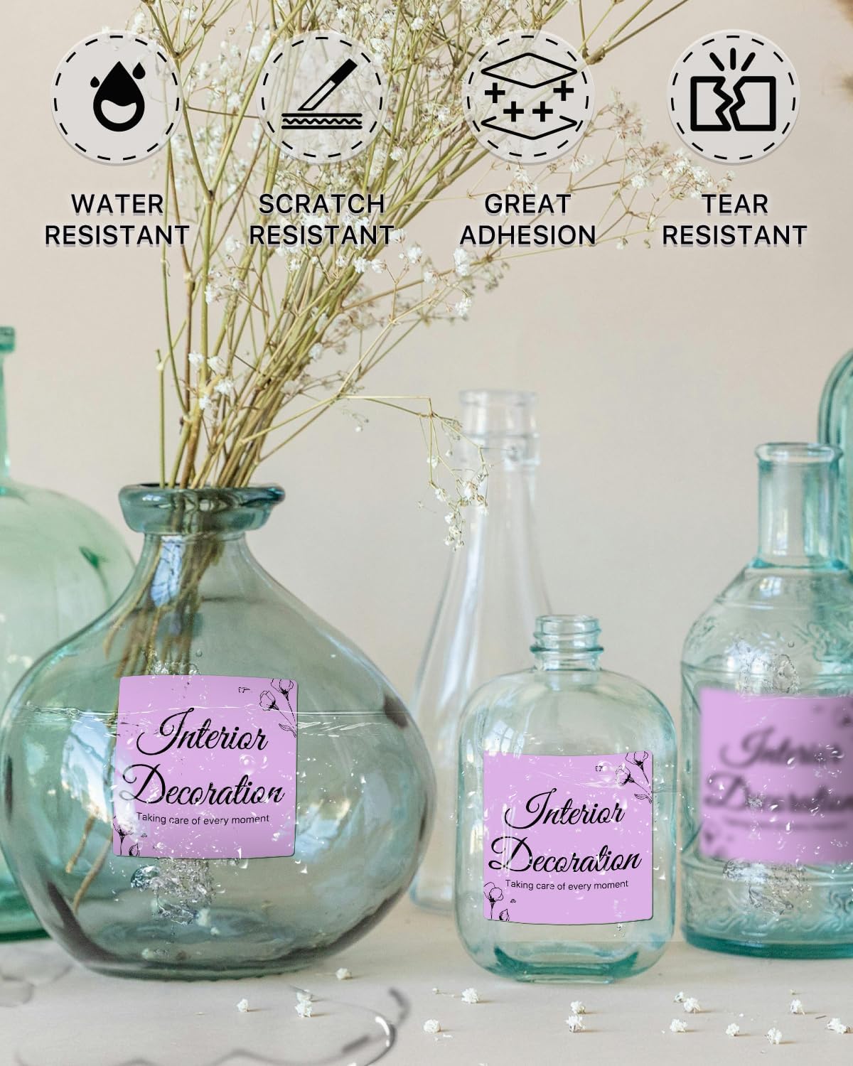 iEager Purple Square Thermal Label Stickers, 3" x 3" Self-Adhesive Square Direct Thermal Labels with Perforation Line, 500 Sheets/Roll