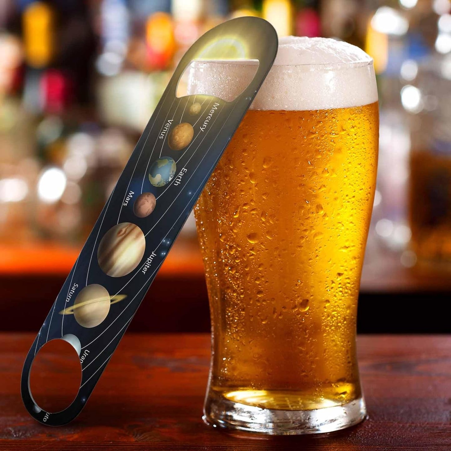 Solar System Stainless Steel Bottle Opener Planets Map Universe Pluto Saturn Mercury Space Earth Venus Flat Beer Bottle Opener Keychain for Home Kitchen Bar Restaurant Party Birthday Gift