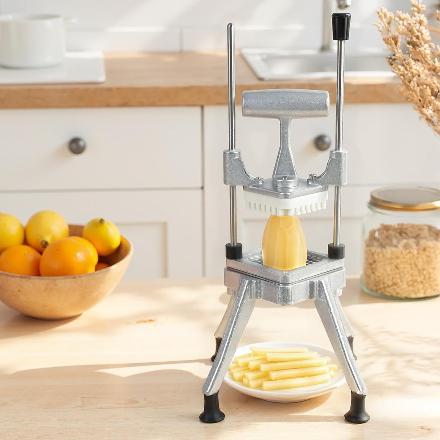 Commercial Vegetable Fruit Chopper, Heavy Duty Professional Food Dicer with 1/4" Blade, French Fry Cutter, Fruit Slicer for Restaurants & Home Kitchen