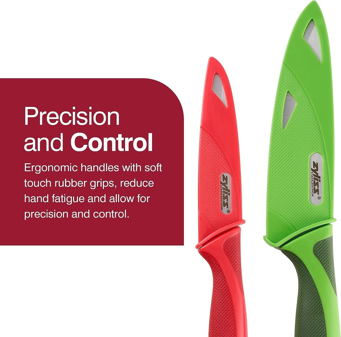 Zyliss 3 Piece Knife Value Set - Kitchen Knife Set - Kitchen Knife Set with Sheath Covers - Includes Paring, Serrated Paring & Utility Knives - Stainless Steel