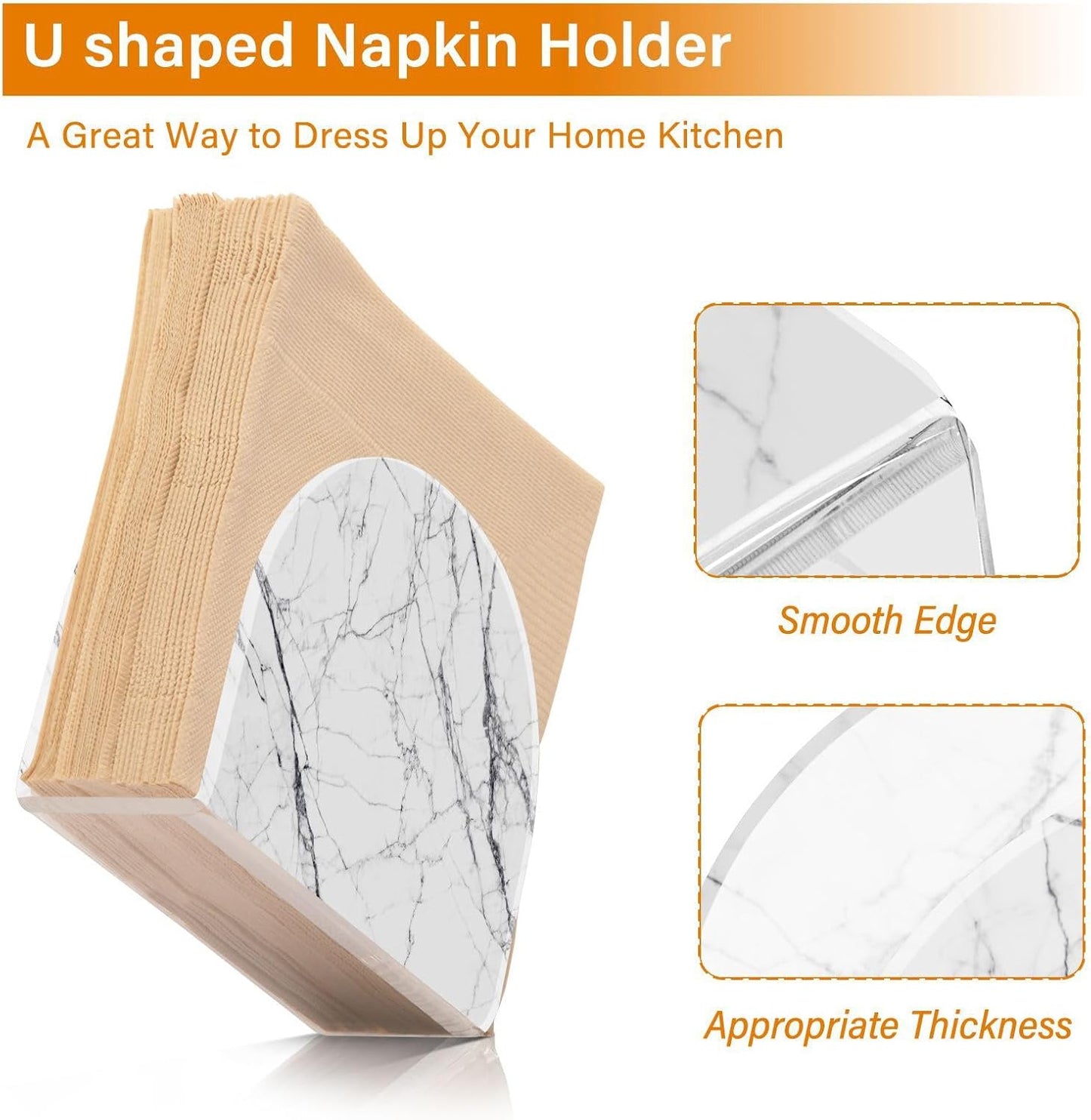White Black Marble Napkin Holder for Table Paper Napkins Holder Acrylic Tissue Dispenser Kitchen Dining Room Bathroom Party Car Decor