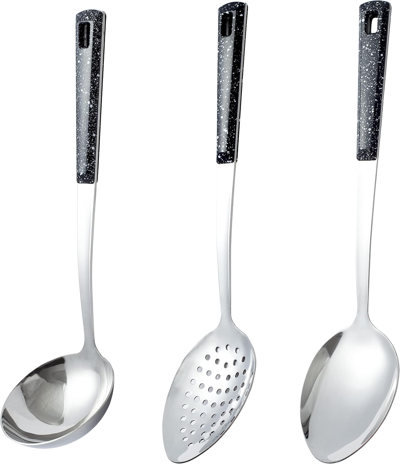 3-Piece,Stainless Steel Serving Spoon Set with Slotted Spoon, Serving Spoon and Perforated Spoon, soup ladle,kitchen cooking utensils set