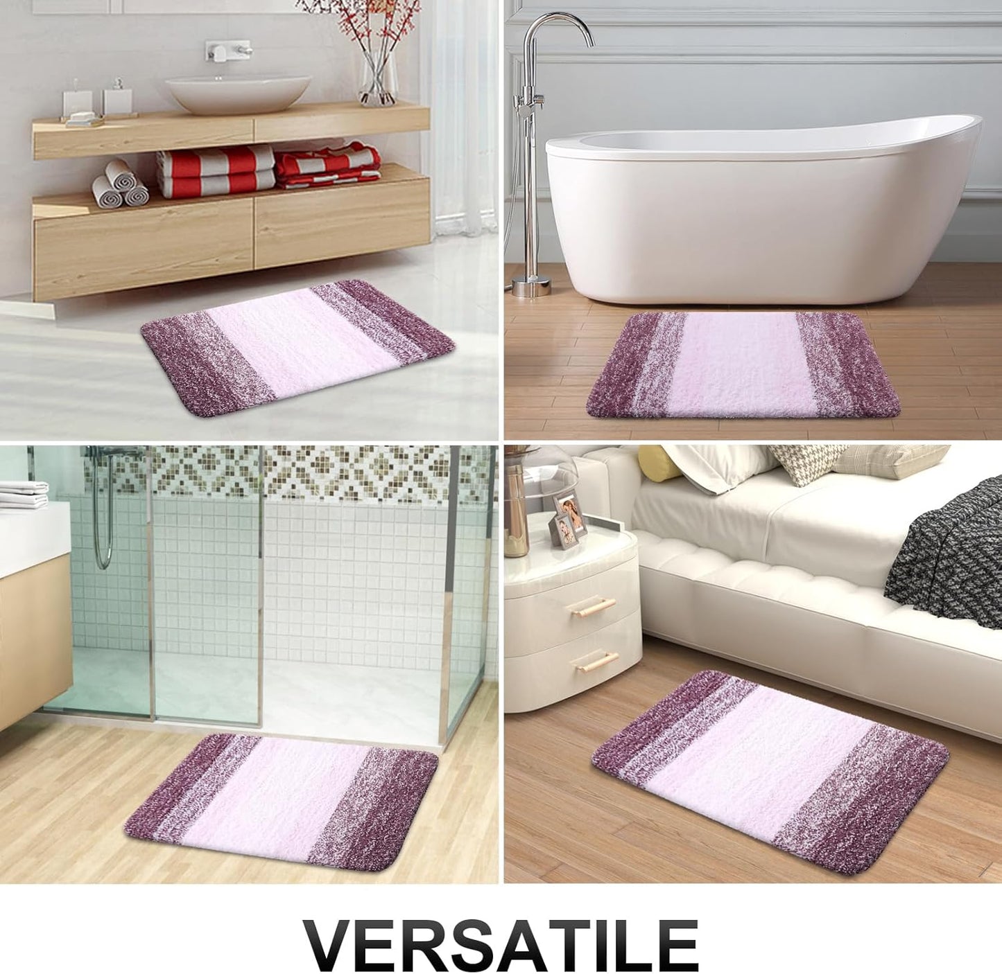 OLANLY Bathroom Rugs Mat 36x24, Extra Soft Absorbent Microfiber Bath Rugs, Rubber Backing, Quick Dry, Machine Washable Bath Mats for Bathroom Floor, Tub and Shower, Home Decor Accessories, Mauve