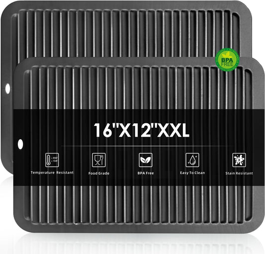 2 Pcs Silicone Trivets Black 16'' X 12'' Nonslip and Heat Resistant Hot Pads Trivets for Hot Pots and Pans Hot Pads for Kitchen(Black)