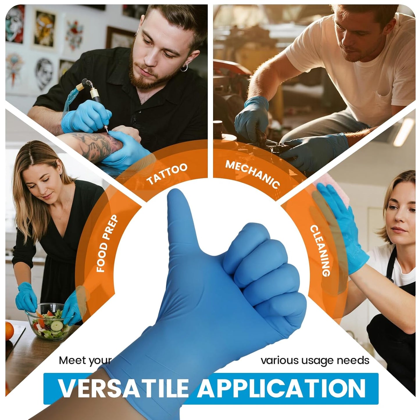 6 mil Disposable Nitrile Gloves, Heavy Duty Disposable Glove, Cooking Gloves, Latex Free, Powder Free (Blue of 100, Small)