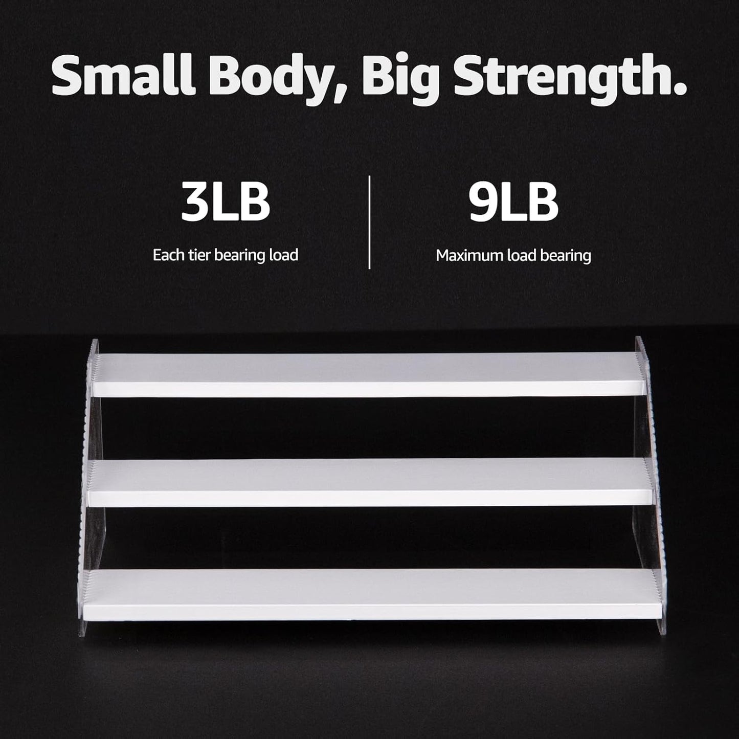 nianfeng Tiered Spice Rack, 3-Tier Spice Pantry Kitchen Cabinet Organizer, 12-Inch, Natural Wood Acrylic Stair Riser Stand, Countertop Seasoning Shelf (White)