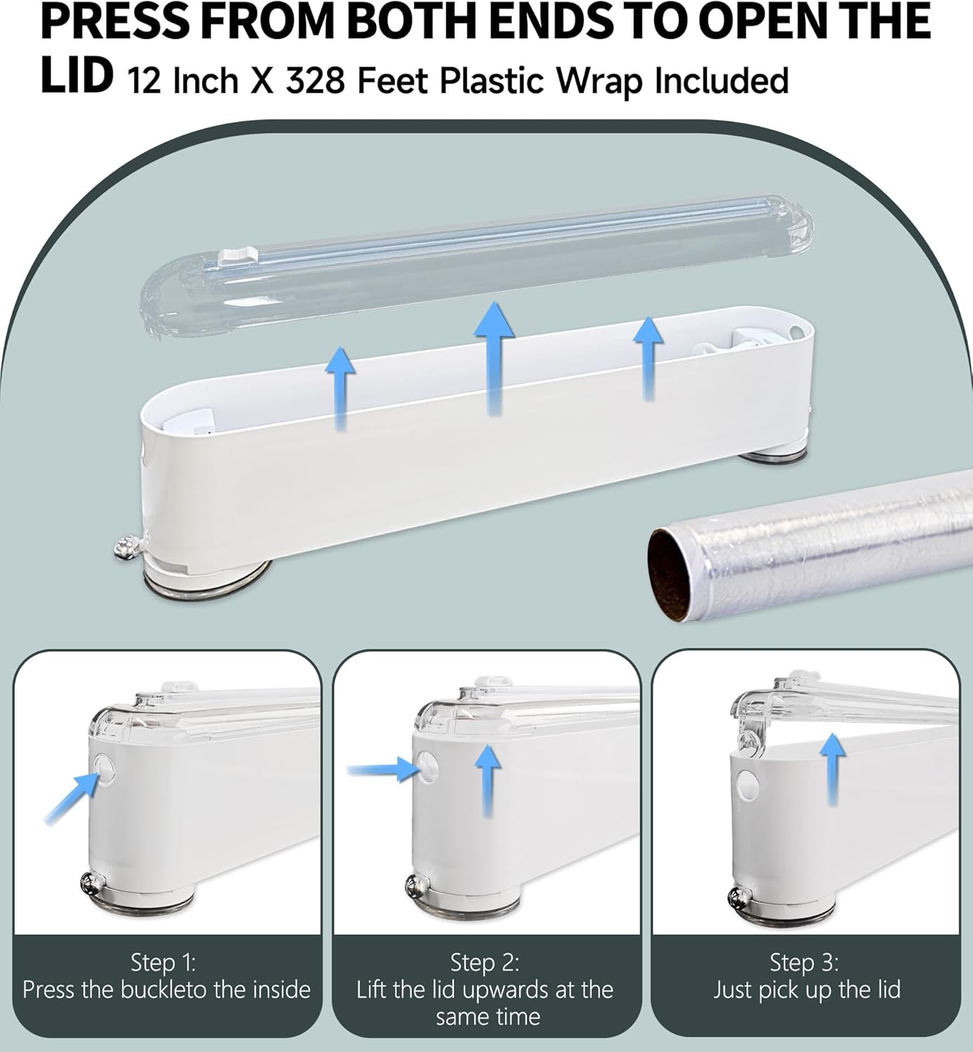 Plastic Wrap Dispenser With Cutter, Reusable Cling Film Dispenser, Cling Wrap Dispenser With Slide Cutter, Also For Aluminum Foil, Tin Foil, Baking Paper (white)