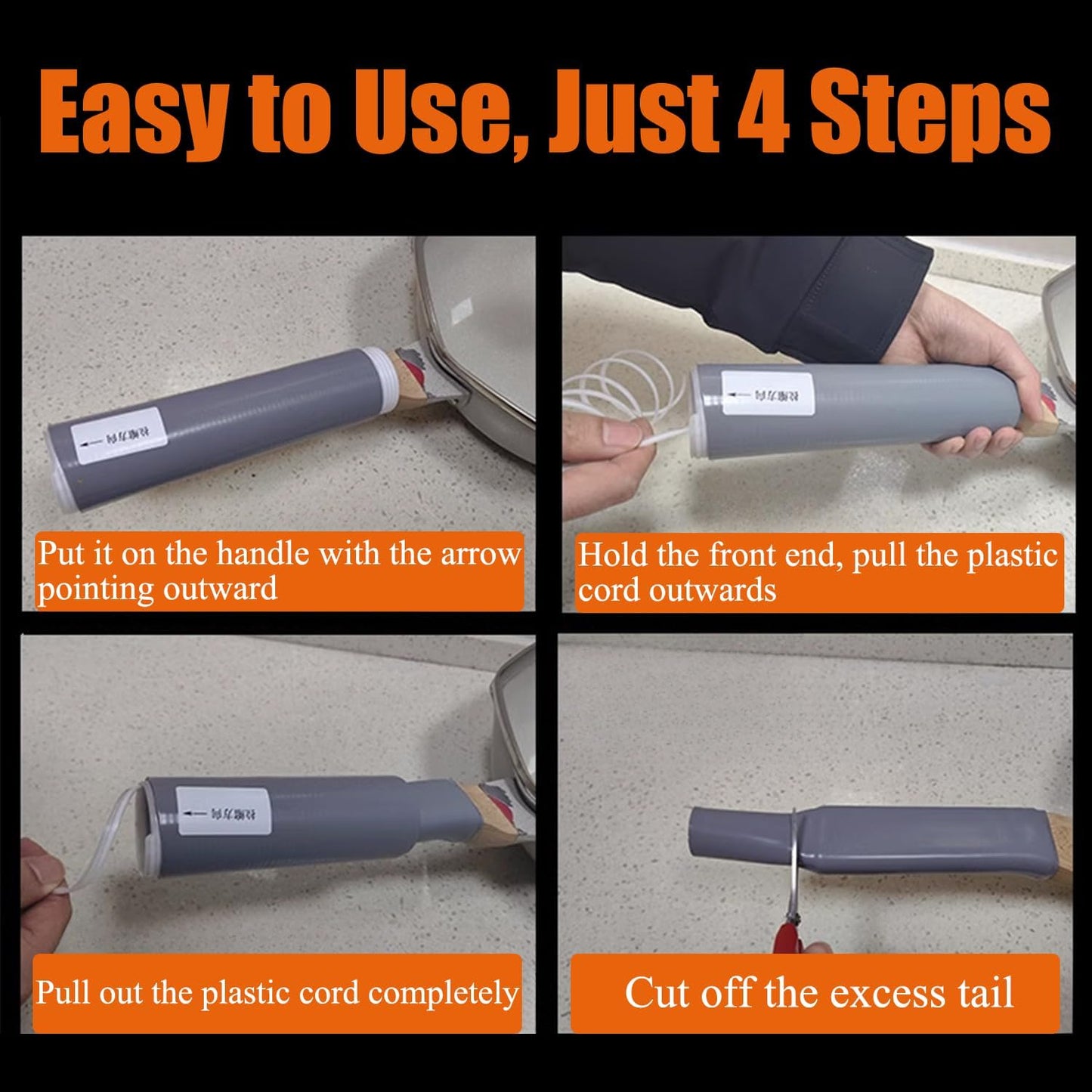 3 Pcs Silicone Pot Handle Cover Heat Resistant, Cast Iron Handle Cover Retractable Silicone Pot Handle Sleeve for Cast Iron Frying Pan Handle Holder (1.1 x 3.7 Inch, S), Gray